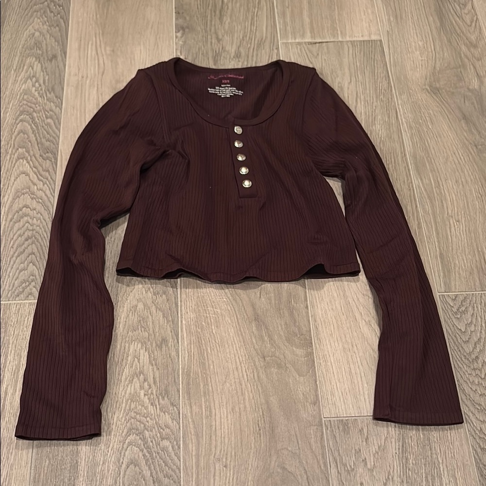 Suzette Collection Junior Girls Brown Ribbed Long Sleeve Top Size XS/S